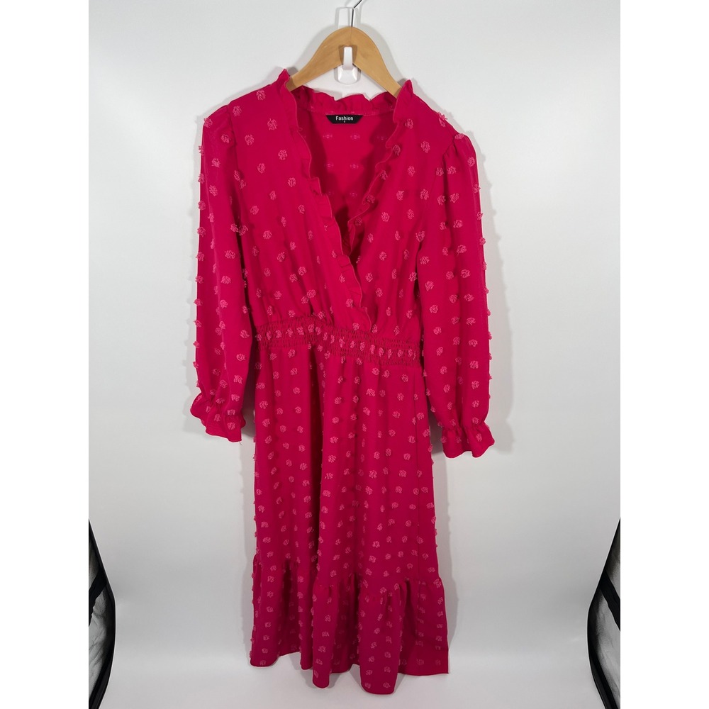 Wedding Guest Gala Formal Womens Maxi Dress S Pink Modest Long Sleeves Wrap Top